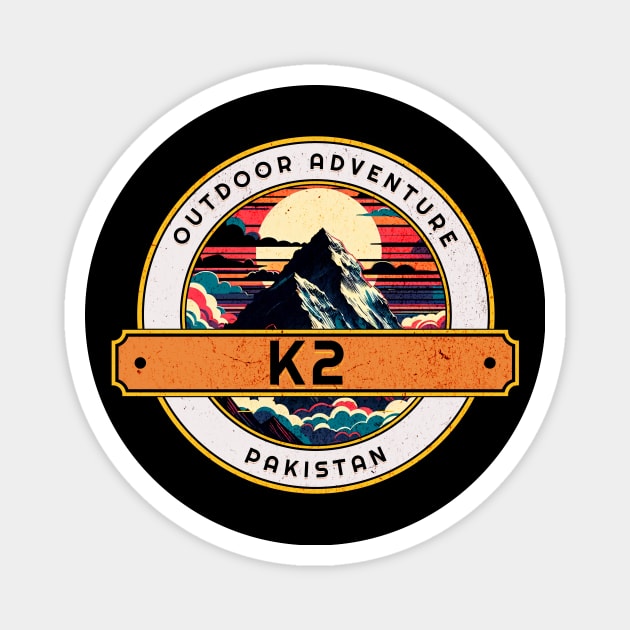 Outdoor Adventure Mountain K2 Pakistan Design Magnet by Miami Neon Designs